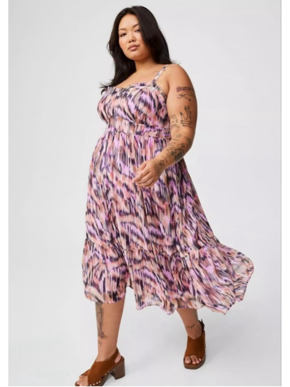 Torrid chiffon Tiered Midi Dress